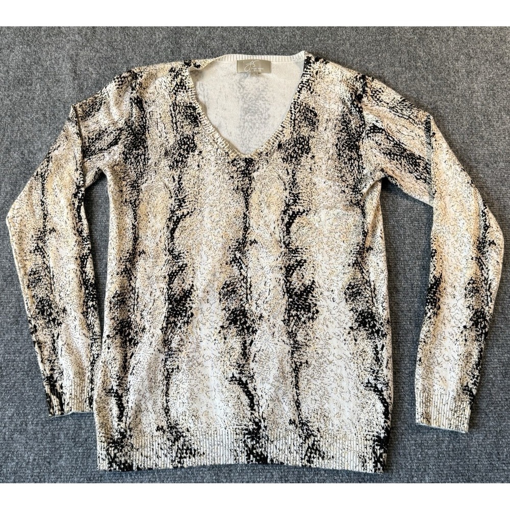 Joan Vass Women's Size XL Gray V Neck Sweater‎ Top